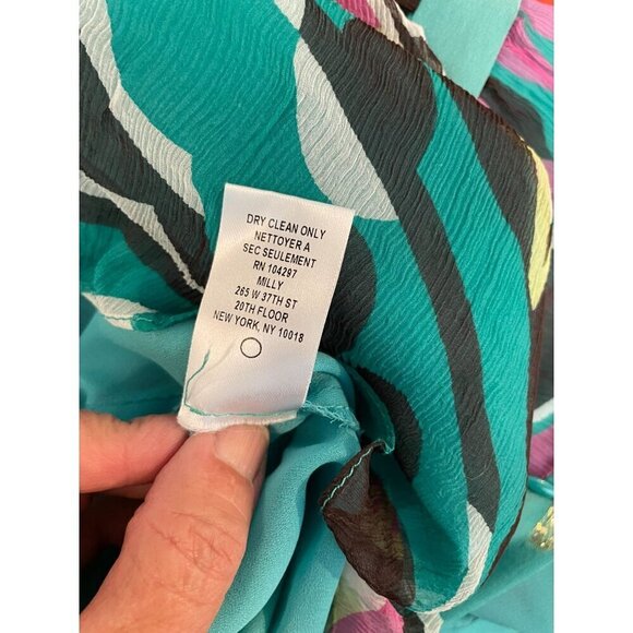 Milly New York Y2K Boho-Chic Multicolor Dress - Size 0 - 100% Silk Floral & Polk - Picture 6 of 7